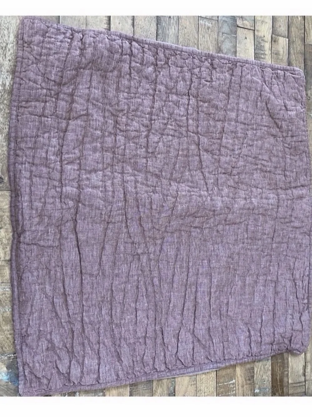 Pottery Barn linen quilted shams purple fig 26 x 26 set of 3